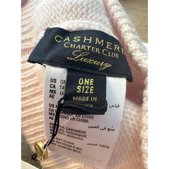 Brand New Cashmere Charter Club Women's One Size Tan-Blue Beanie Hat - Picture 2 of 5